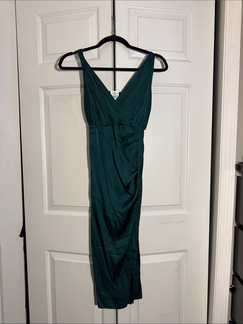Abercrombie & Fitch Draped Wrap Dress Ruched Maxi Dress in Green Size XXS Petite